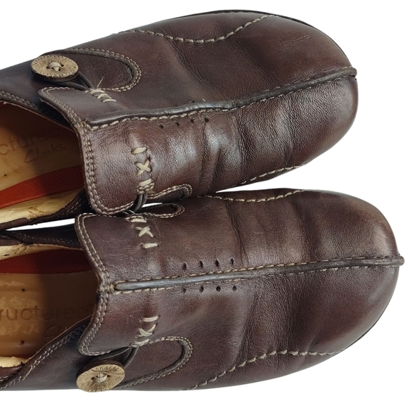 Clarks Unstructured Loafers Shoes Womens Brown Leather Casual Slip-On Sz 7.5M - Picture 6 of 10